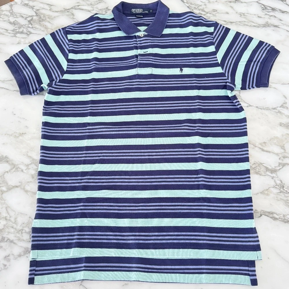 Polo Ralph Lauren Cotton Men's Pullover Striped Polo Short sleeve shirt, Medium